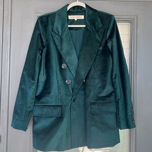 Free People Ashby, size medium, emerald green velvet blazer.
